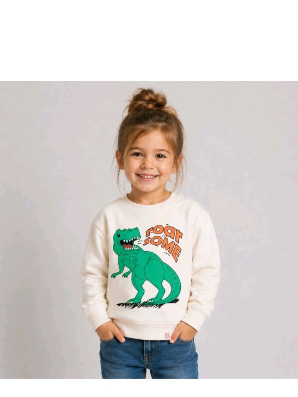 Kids Play Kids Cream Dinosaur Sweatshirt Graphic Pullover Sweater Casual Sz 4T